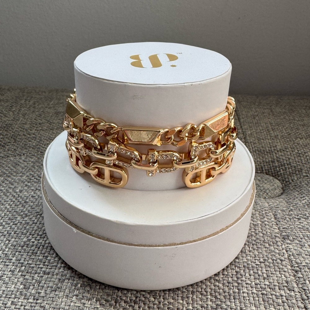 Bomb Party Summer Stacks Bracelet “She’s Constantly Blessed” | Gold Plated | NWT
